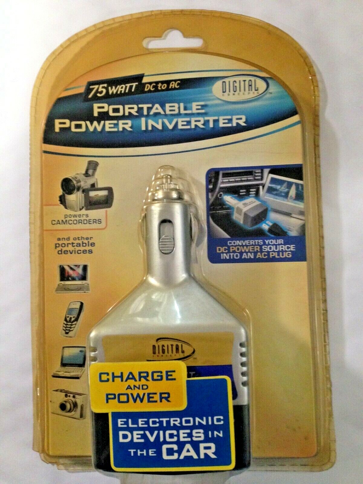 Portable Power Inverter AC Outlet, YELLOWED PACKAGING (SEE PHOTOS)