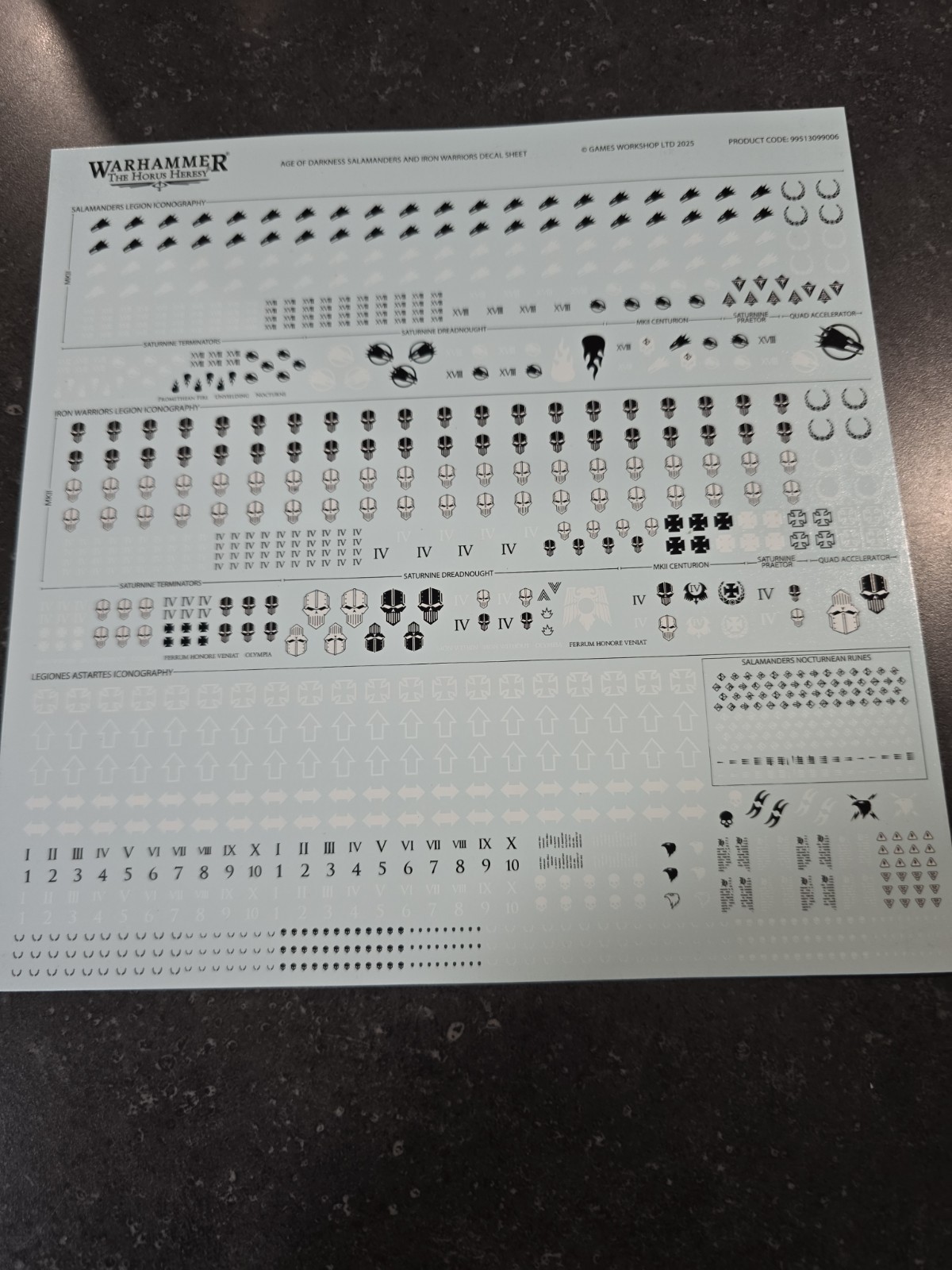 Warhammer Horus Heresy Salamanders & Iron Warriors transfer sheet/decals