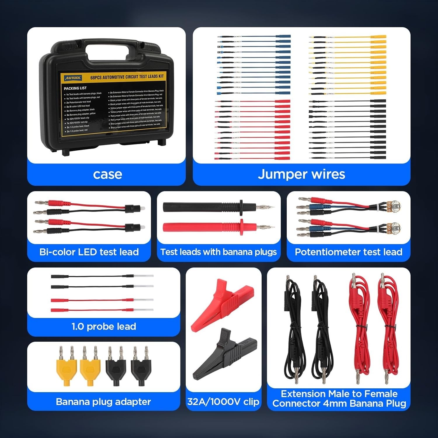 68PCS Multimeter Leads Kit for Automotive & Electrical Testing