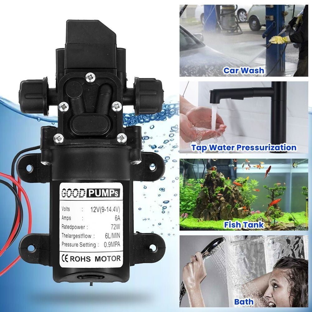 2PCS 12V Water Pump 130PSI Self Priming Diaphragm High Pressure Automatic Switch