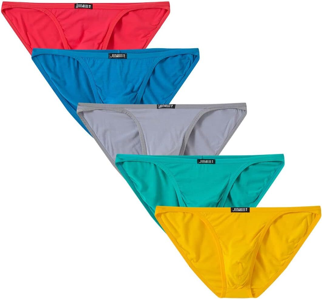 Zonbailon 5-PACK JINSHI Men G String Low Rise Bikini Briefs Underwear Multipack