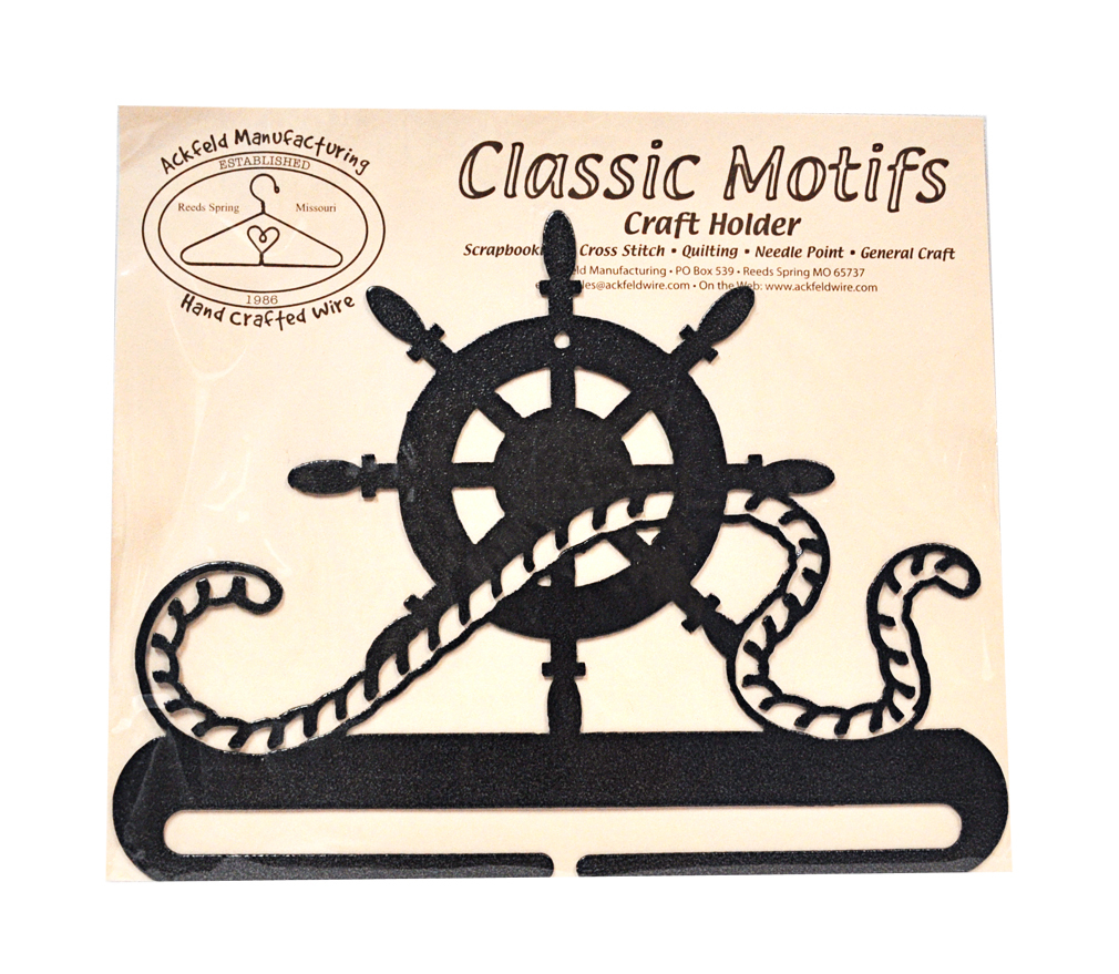 Classic Motifs Ships Wheel 8 Inch Charcoal Split Bottom Craft Holder