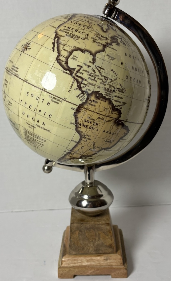 World Desk Globe 9” Wide w/ Wooden Base