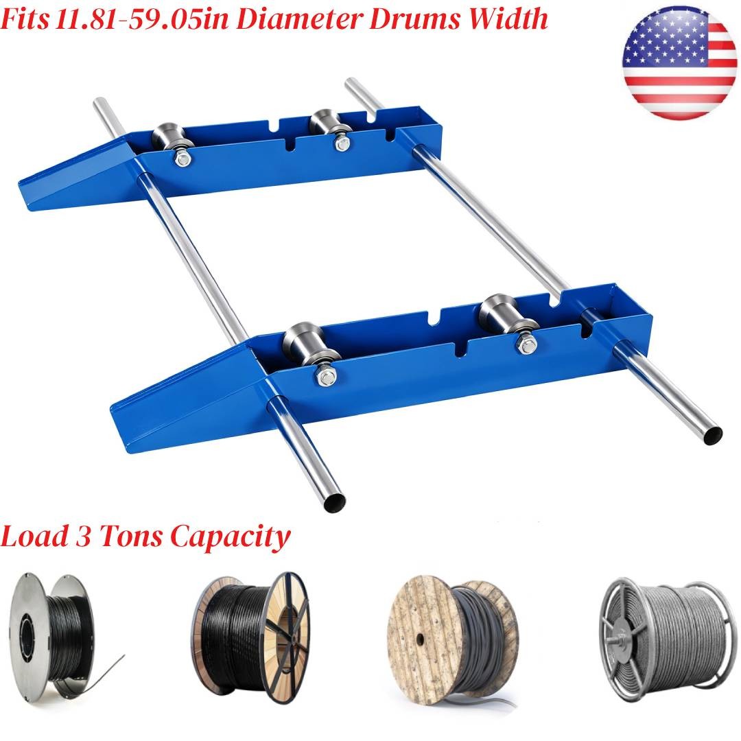 Cable Drum Reel Dispenser Adjustable Cable Roller Stand Load 3 Tons Capacity
