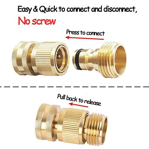 Garden Hose Quick Connect Solid Brass Connector 3/4 GHT 2 Sets Hose Fitting