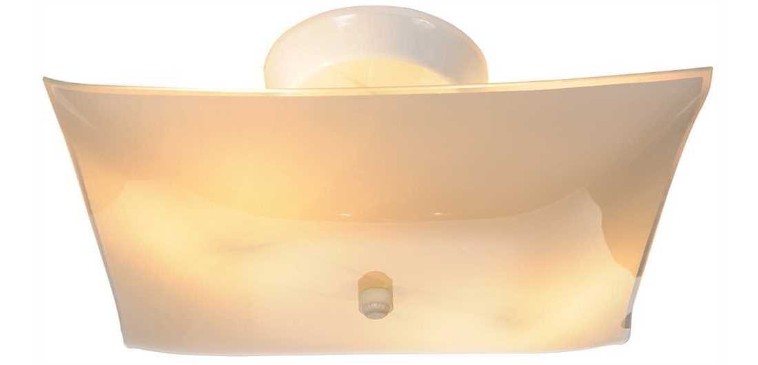 12 in. Square Glass Ceiling in Fixture in White Uses Two 60-Watt Medium Base Lam