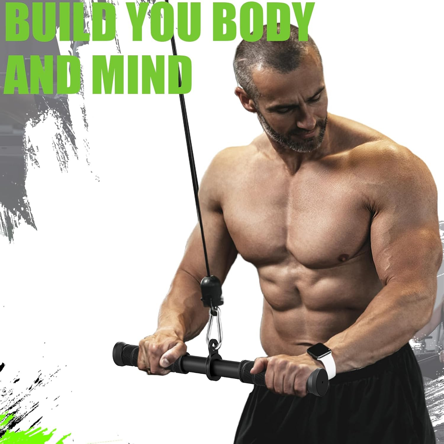Tricep Pressdowns Straight Bar Cable Attachment ，360 Degree Rotating Bicep Pull