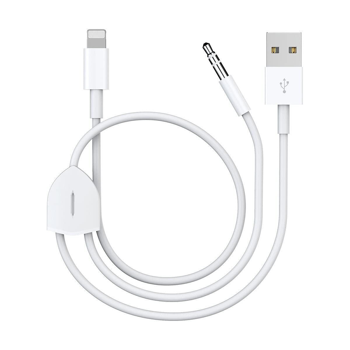 2 In 1 Usb Charging Audio Cable For Iphone Ipad 3.5Mm Aux Plug And Play 3.94Ft