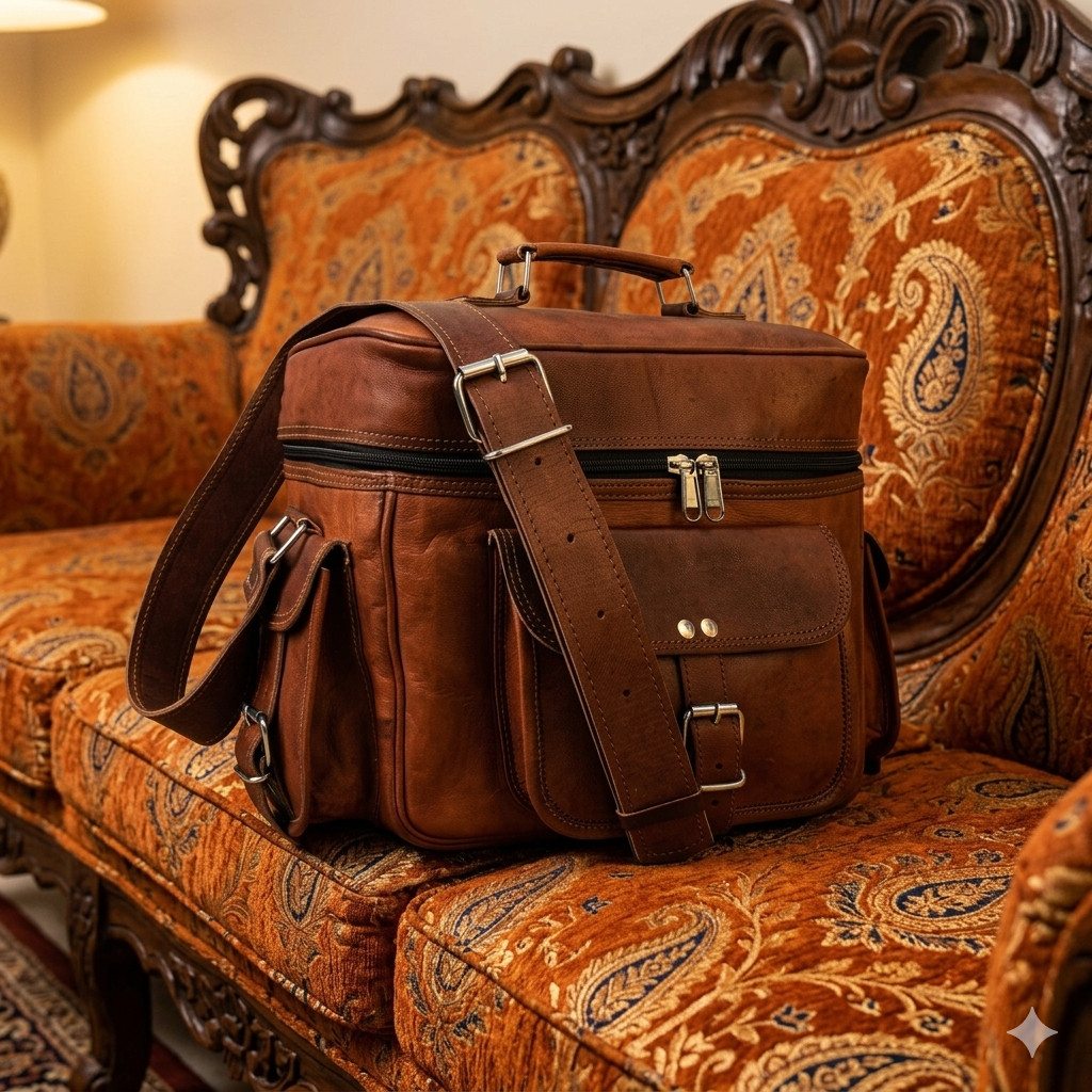DSLR SLR Lens Vintage Leather Camera  Satchel Bag for men