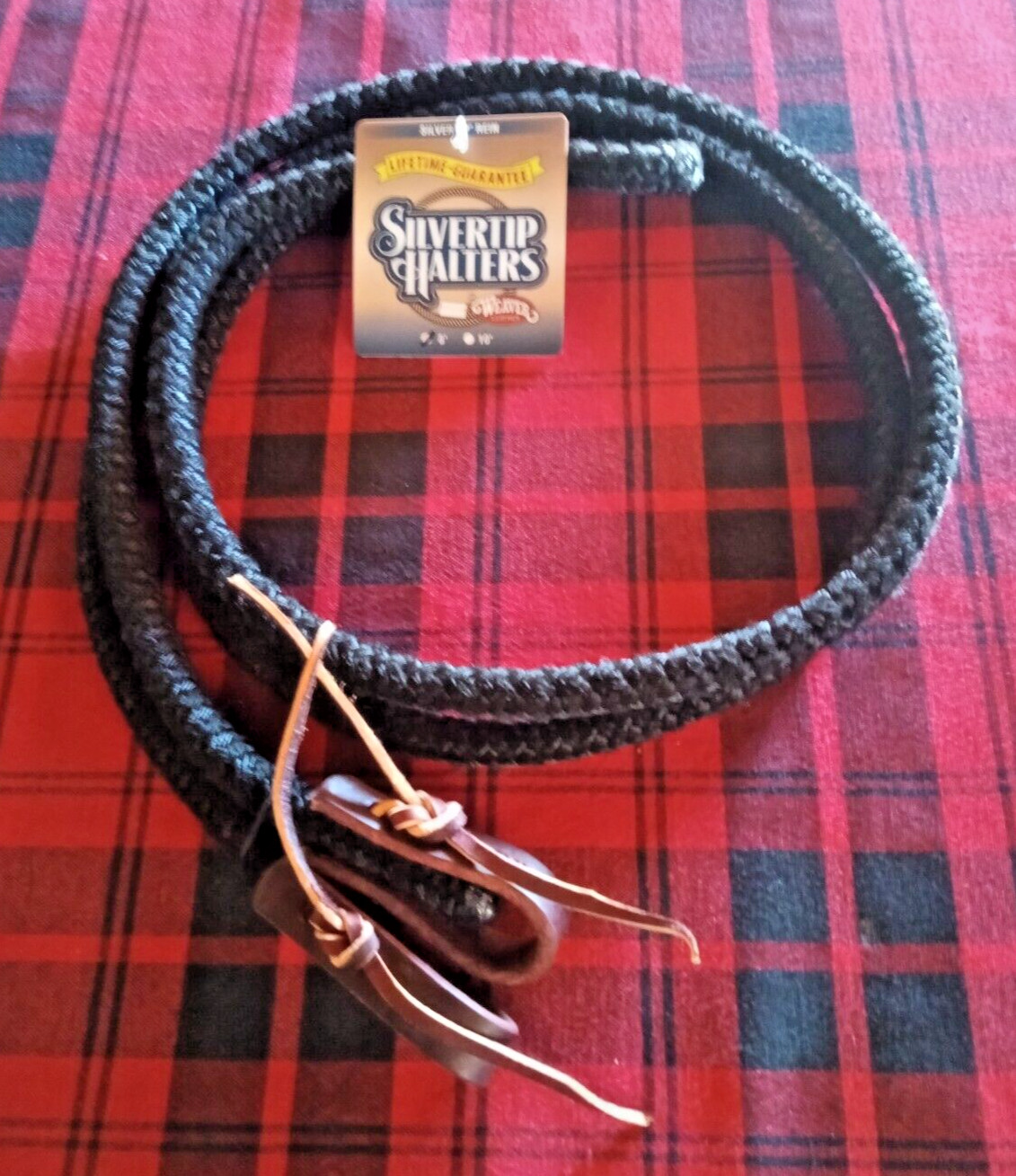 WEAVER SILVERTIP Horsemen's Black Braided Roper REIN, 1/2" X 8' NWT 35-5325-S1
