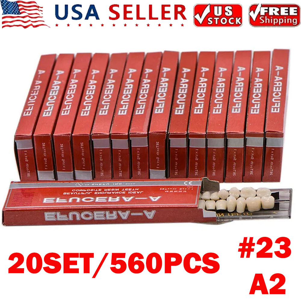 20 Sets Denture 23# Shade A2 Acrylic Resin Full Set Teeth Upper Lower Dental NEW