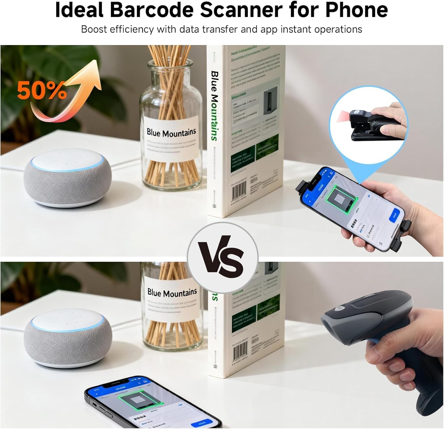 Sumicor Back Clip Bluetooth Barcode Scanner, 3 in 1 Bluetooth 5.2 & 2.4G 193