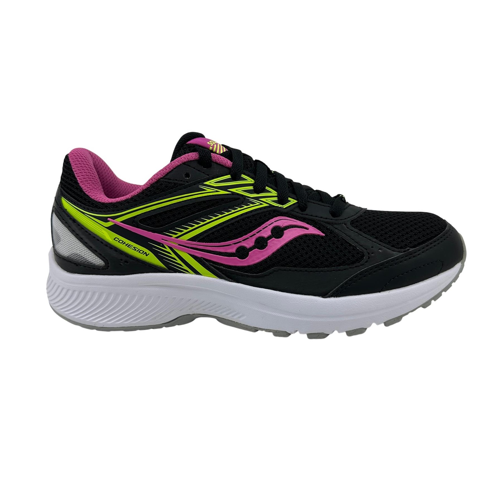 Saucony Cohesion 14 Black Pink Citro Womens Athletic Sneaker