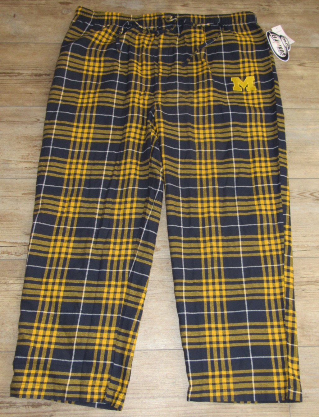 Michigan Wolverines Maize Blue Plaid Flannel Pajama Lounge Pants size Men's 4XL