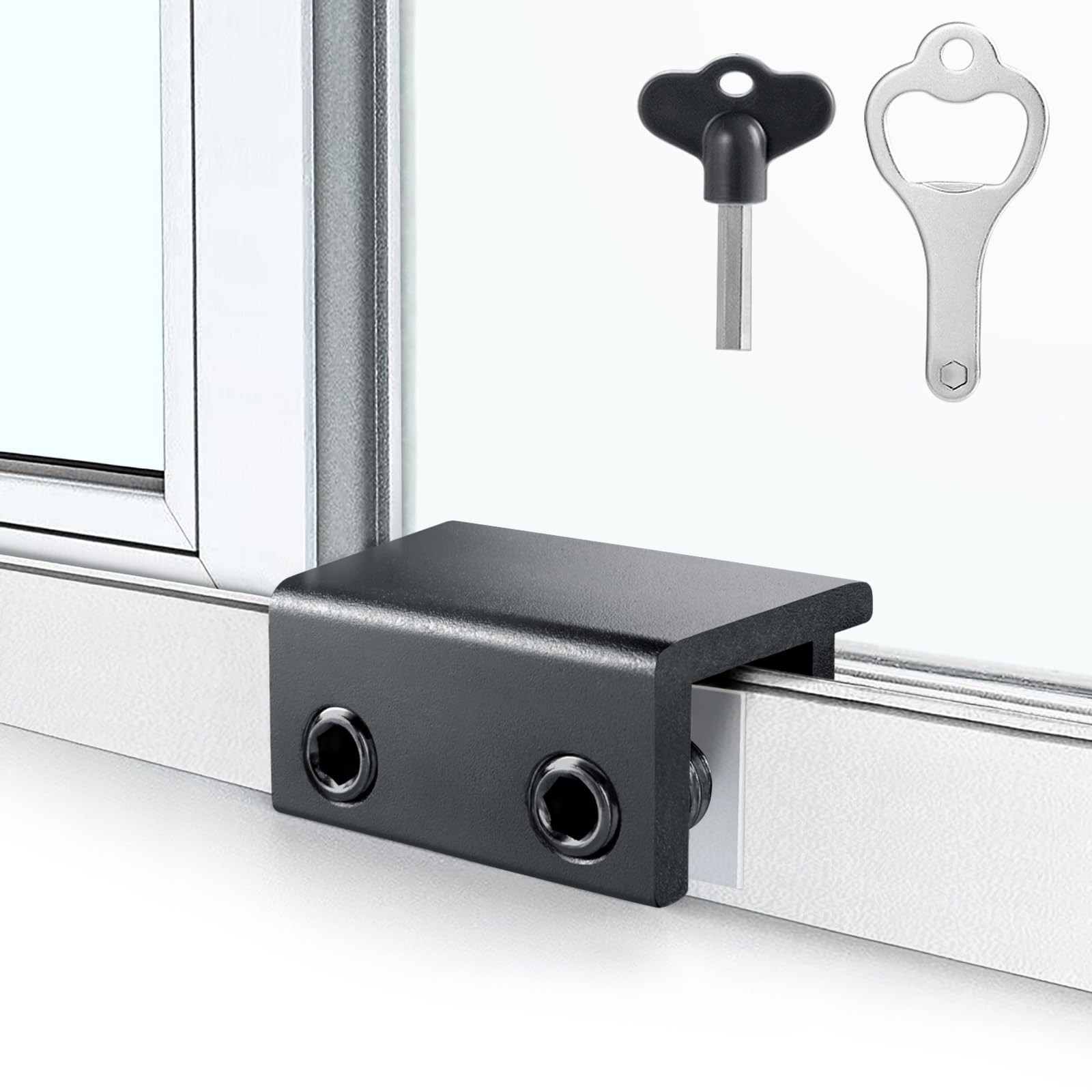 ZRFCXE Window Locks,4 Pack Sliding Locks with Key for 4 Pack, Black