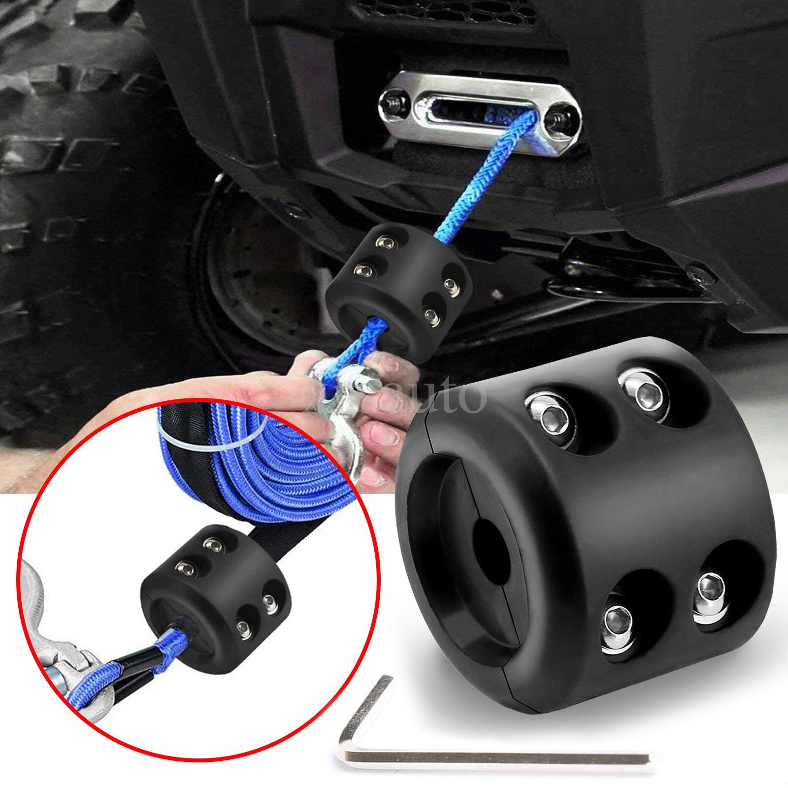 ATV UTV Winch Stopper Rubber Heavy Duty Cable Line Saver Waterproof Rope Hook