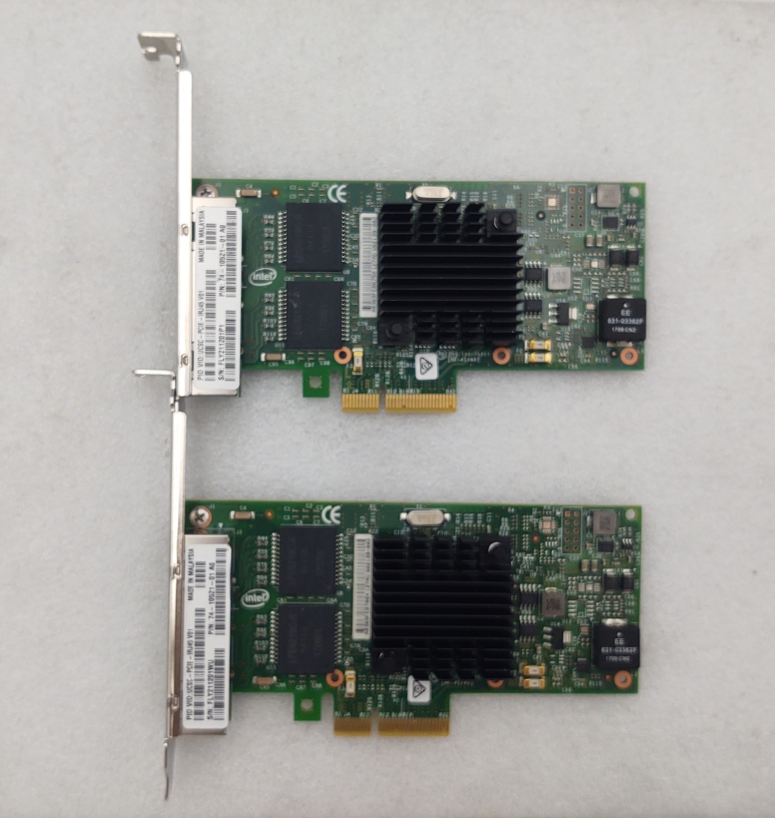 2x 74-10521-01 Quad Port 1Gb Network Adapter UCSC-PCIE-IRJ45 V01 Full Height