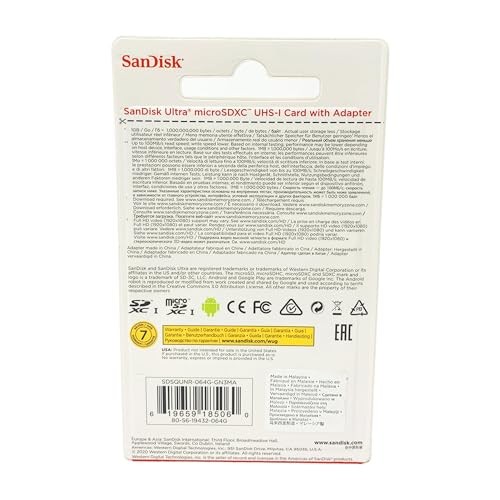 Ultra UHS-I/Class 10 Micro SDHC Memory Card With Adapter - SDSDQUAN-032G 32GB