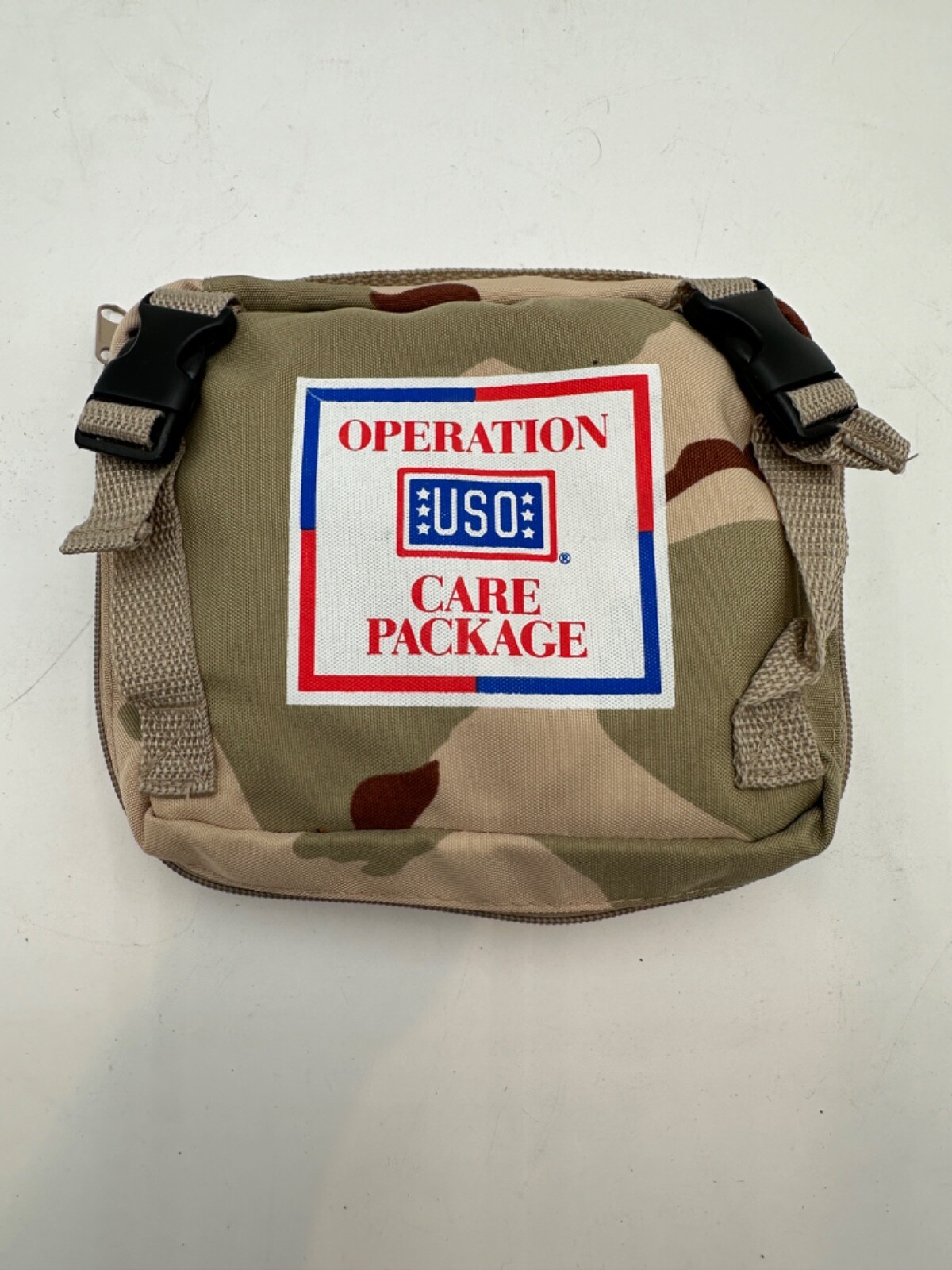 US Military USO Travel Amenity Desert Camo Operation Care Package Bag w/contents