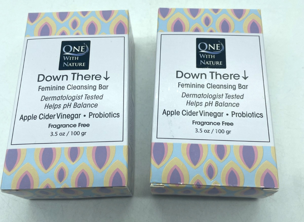 ONE WITH NATURE Feminine Cleansing Soap Frag Free 3.5oz ACV lot of 4