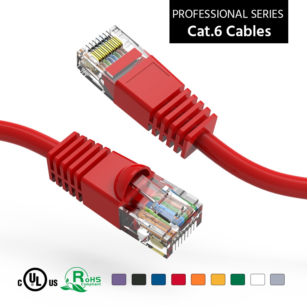 0.5Ft CAT6 UTP Ethernet Network Booted Cable Red