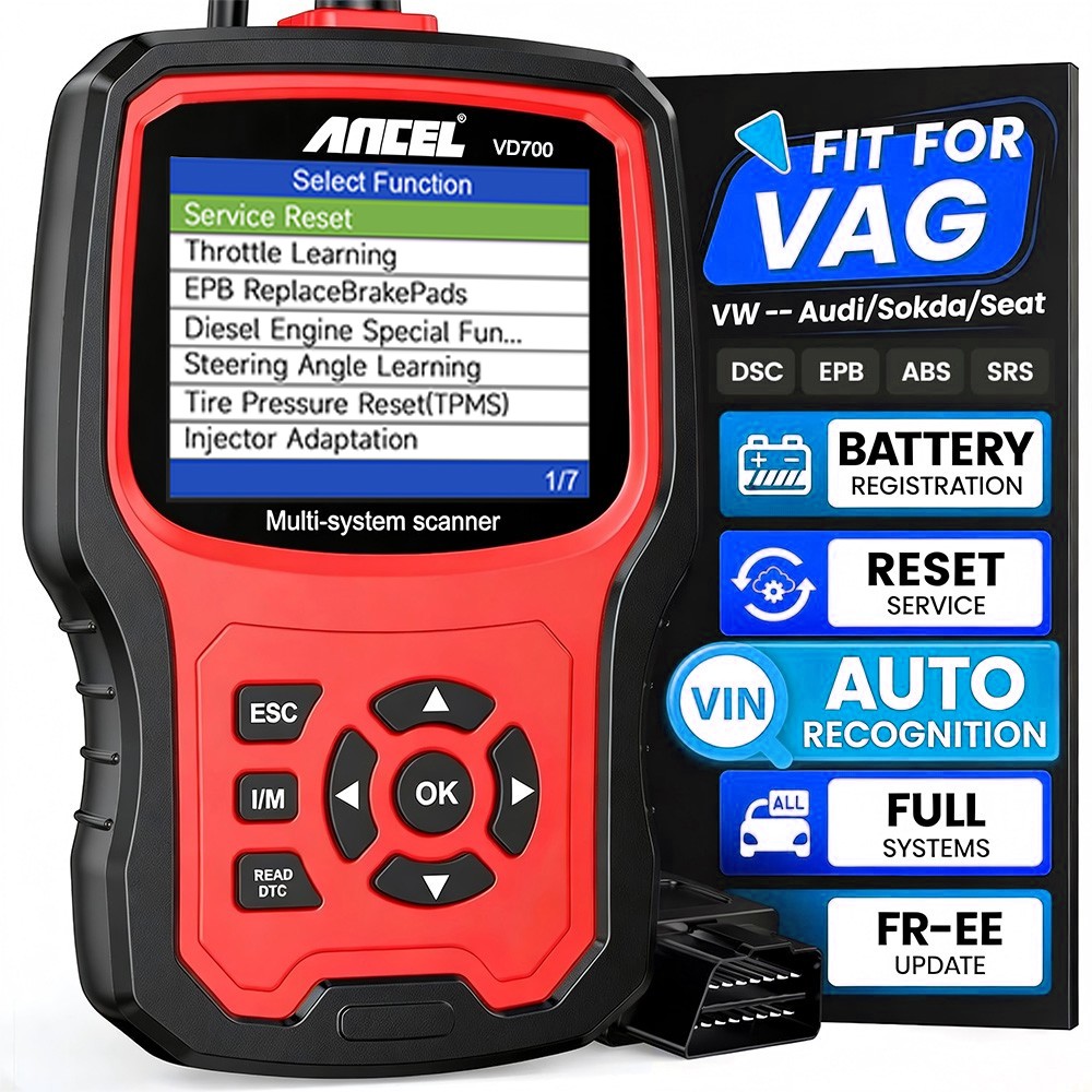 ANCEL VD700 Car OBD2 Scanner Full System Diagnostic Tool EPB ABS TPMS Oil Reset