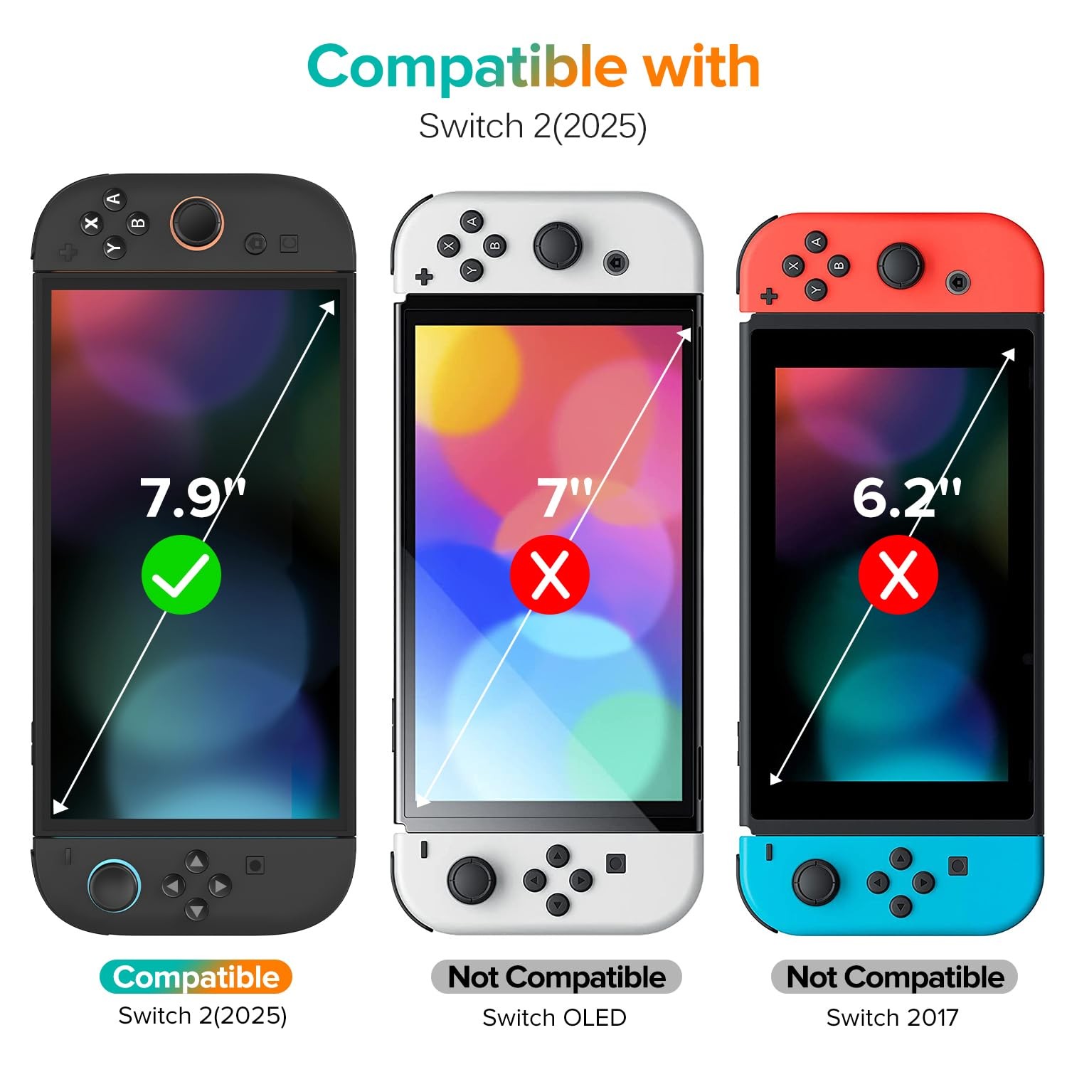 ivoler 3-Pack Screen Protector Tempered Glass for Nintendo Switch 2 Model 202...