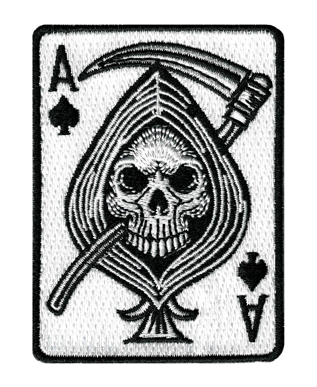 ACE of SPADES GRIM REAPER iron-on PATCH embroidered POKER EMBLEM DEATH CARD new