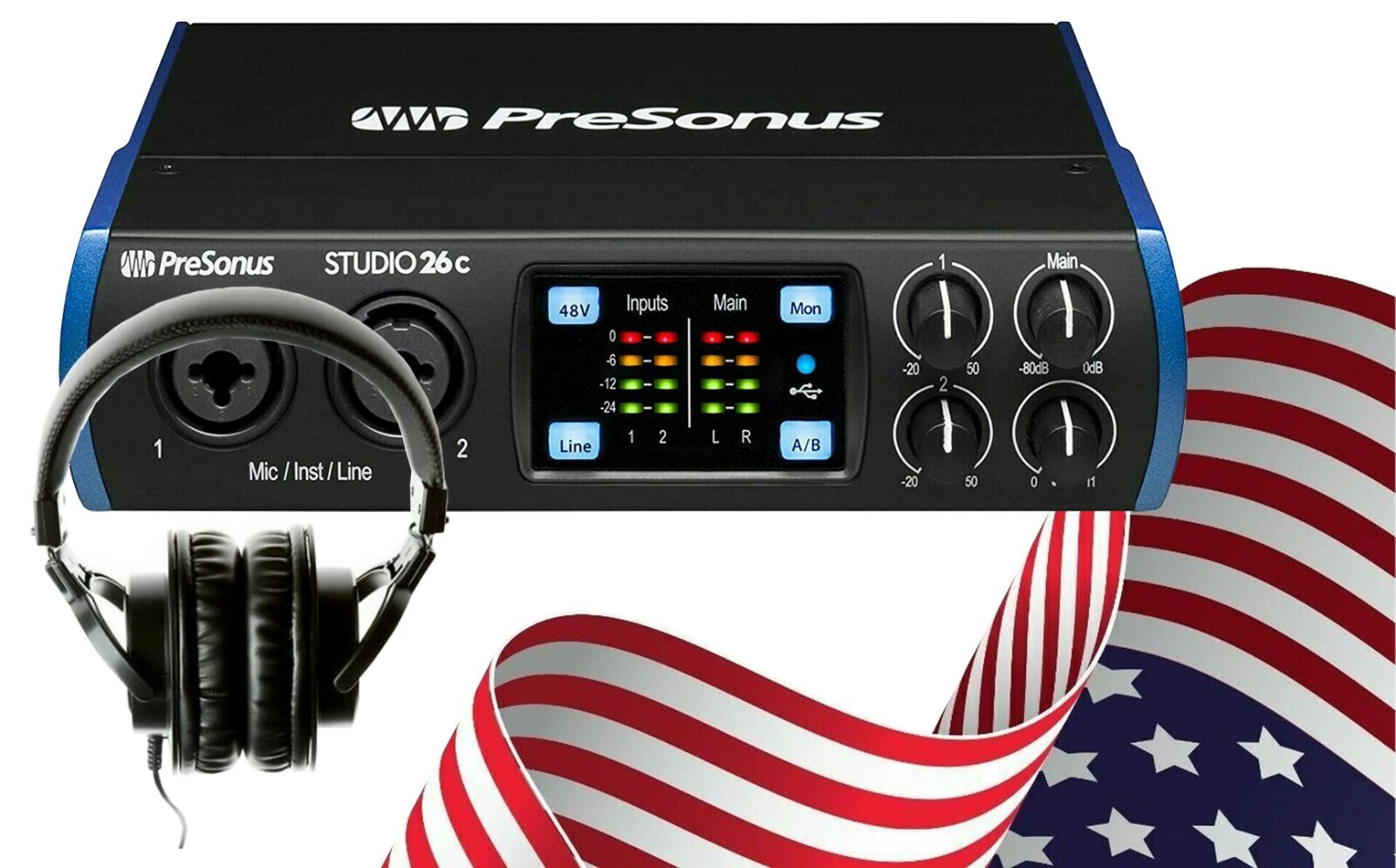 PreSonus Studio 26c 2x4, 192 kHz, USB-C Audio Interface + TH-MX2 Headphone