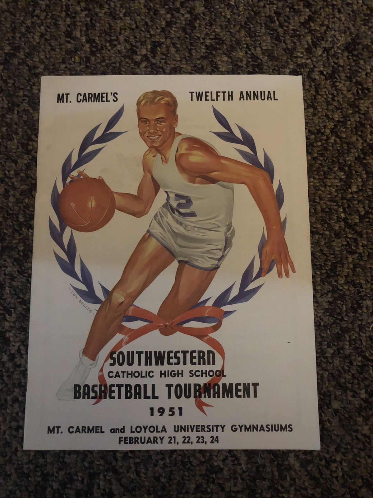 1951 Southwestern Catholic HS Basketball Tournament Program Mt Carmel & Loyola G