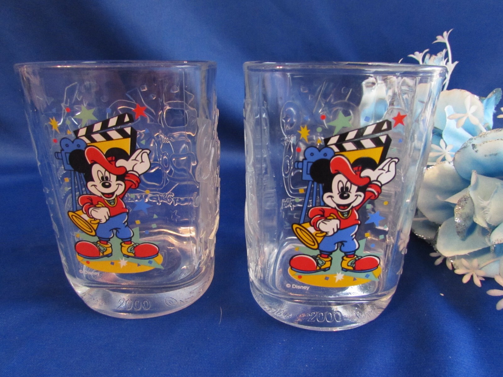 PAIR WALT DISNEY WORLD 2000 CELEBRATION MICKEY MOUSE PRODUCER GLASSES MCDONALDS