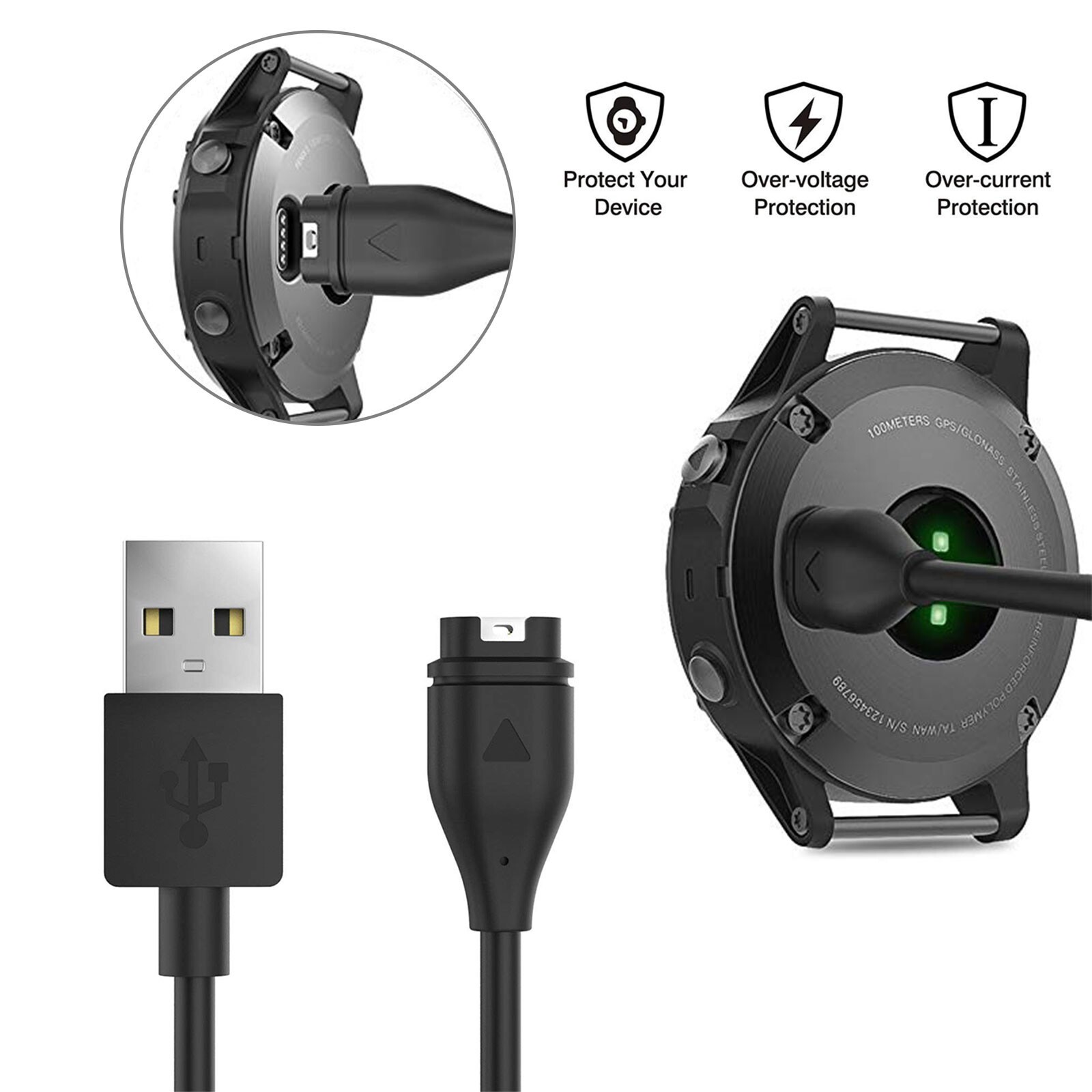 USB Charger for Garmin Fenix 5S Vivoactive 3 Vivosport Watch Charging Cable Cord