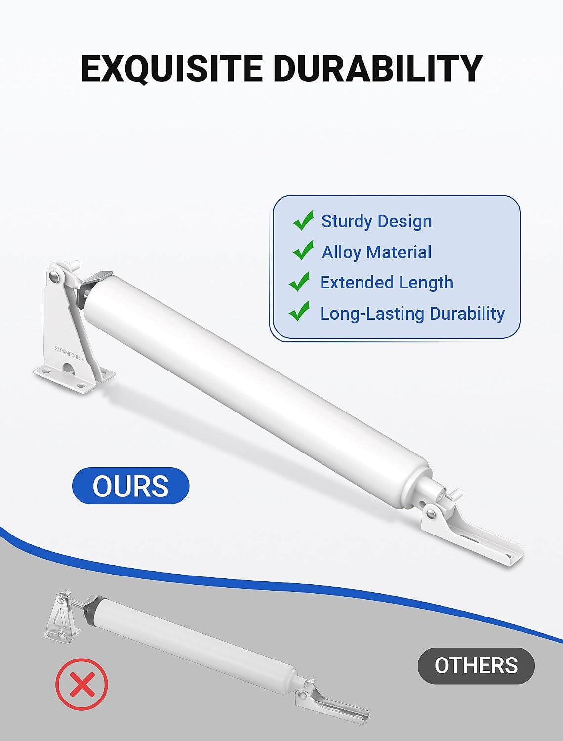 Pneumatic Screen Door Closer with Hold Open Adjustable Storm Door Hardware