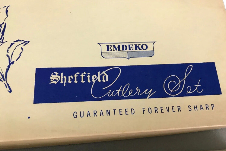 NOS Vintage Mid Century Emdeko Sheffield Cutlery Carving Set NEW OLD STOCK
