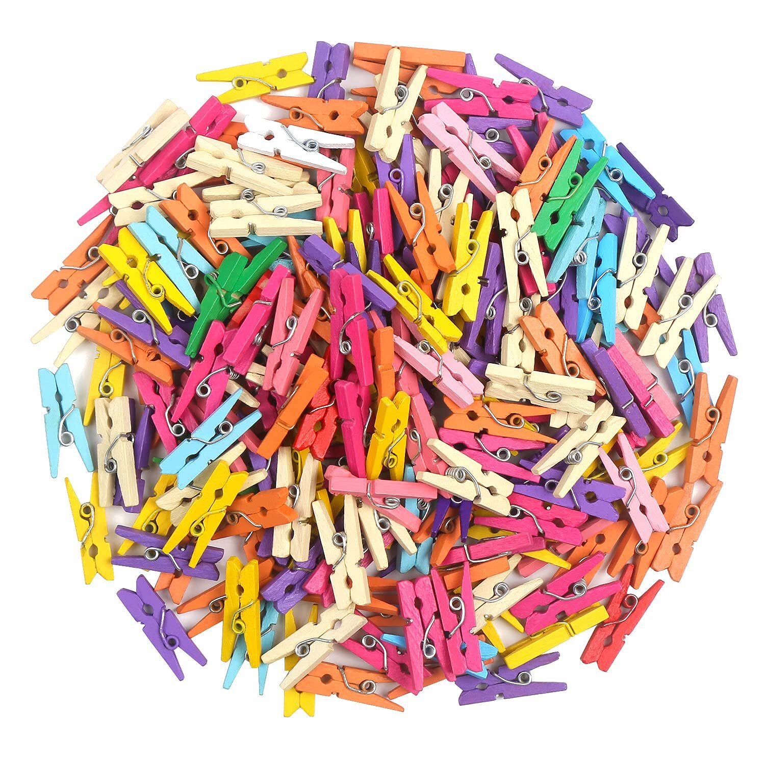 200 PCS Mixed Color Mini Wooden Clothespins for Photos Pictures Paper Crafts