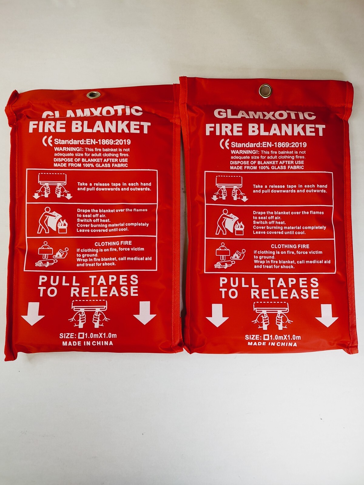 New Glamxotic Fire Blanket Fiberglass Material 1.0m x 1.0m  - Pack of 2