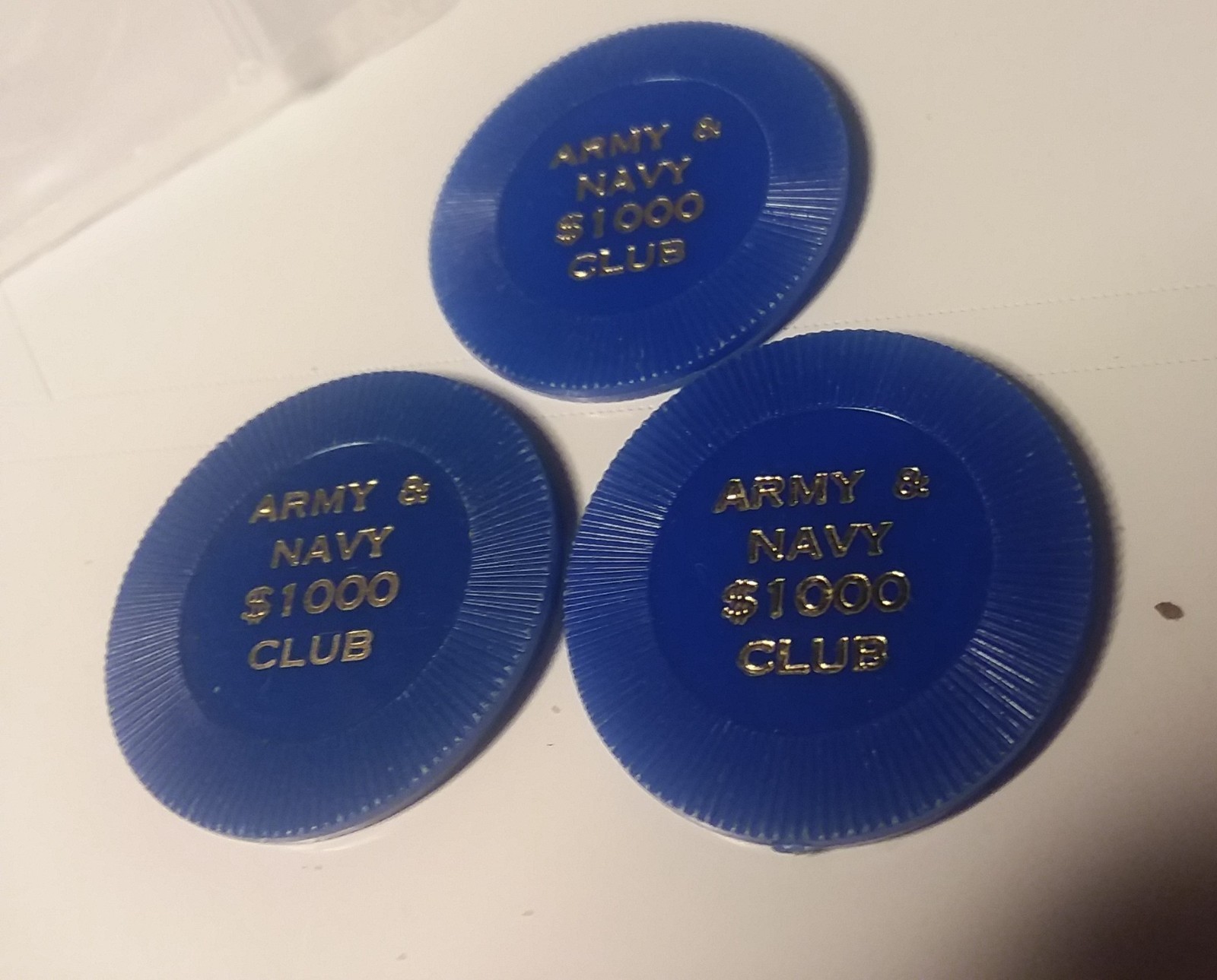 3 x Army & Navy $1000 Club Tokens