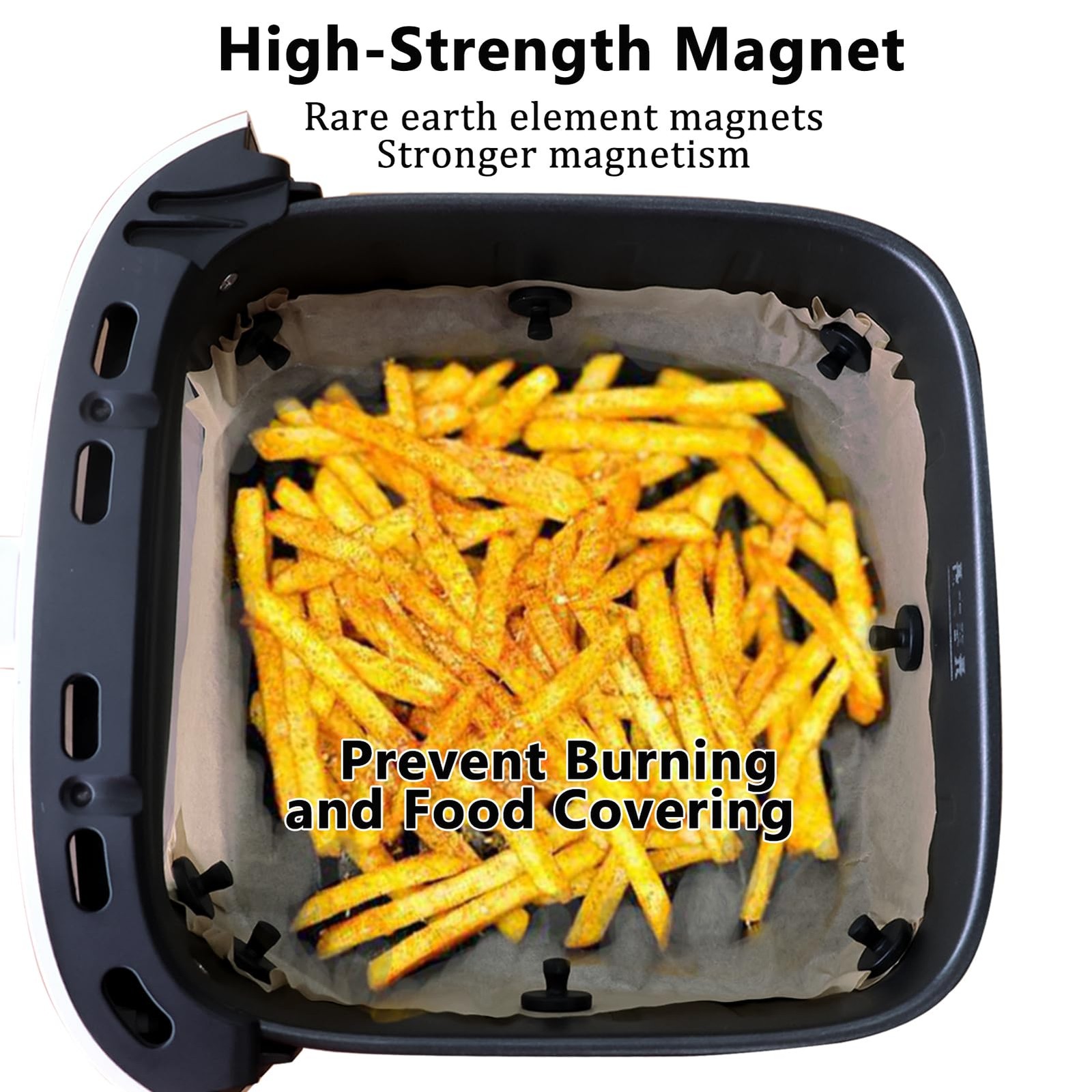 Air Fryer Liner Silicone Full Enclosed Magnets,100% BPA FREE 8pcs, Black