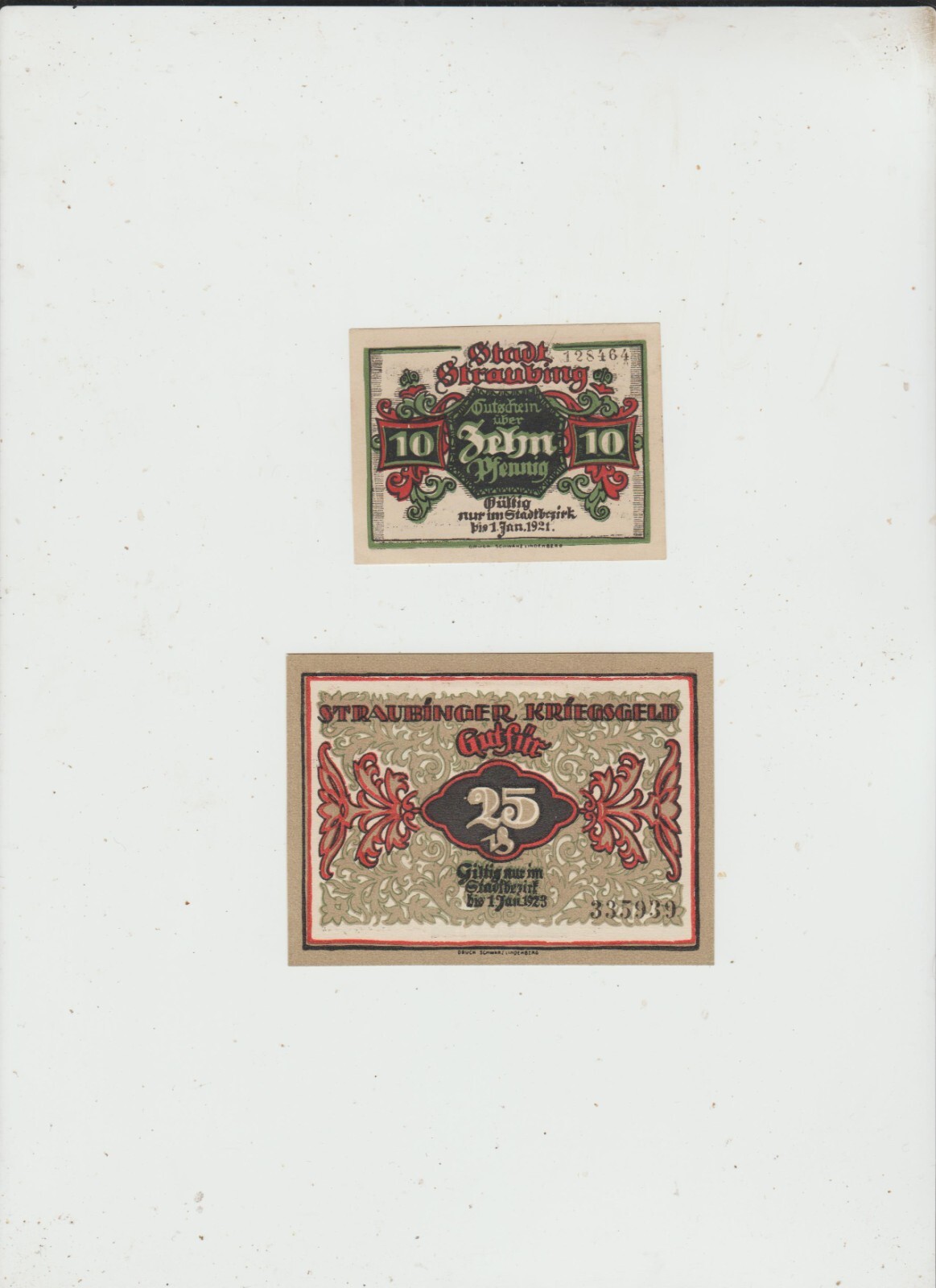 STRAUBING TWO NOTES 1918