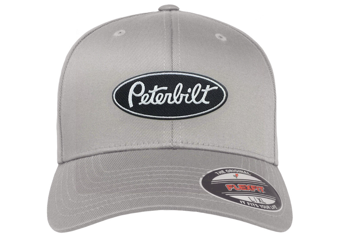 PETERBILT TRUCK BLACK Embroidered Patch CURVED or FLAT BILL FLEXFIT HAT