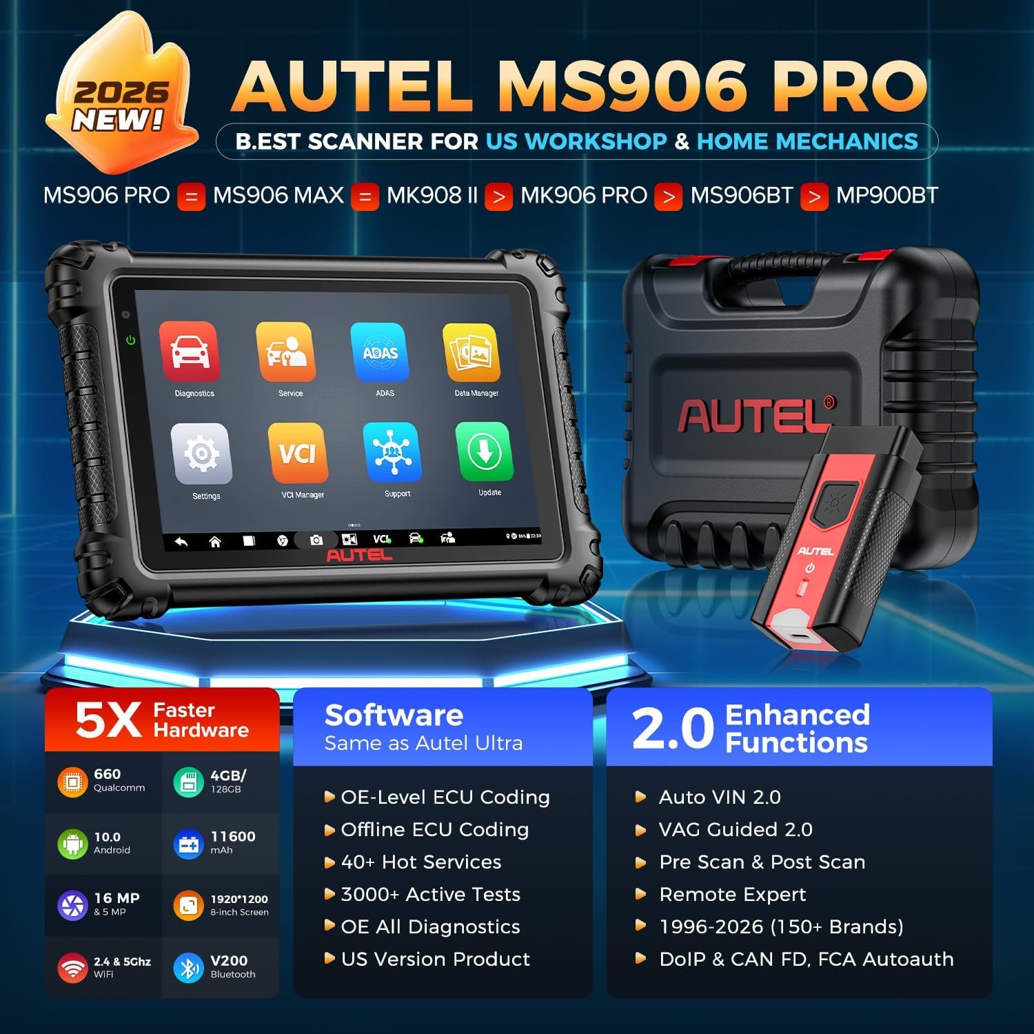 2026 Autel MaxiSYS MS906 Pro ECU Coding Full System Diagnostic Scanner MK906 PRO