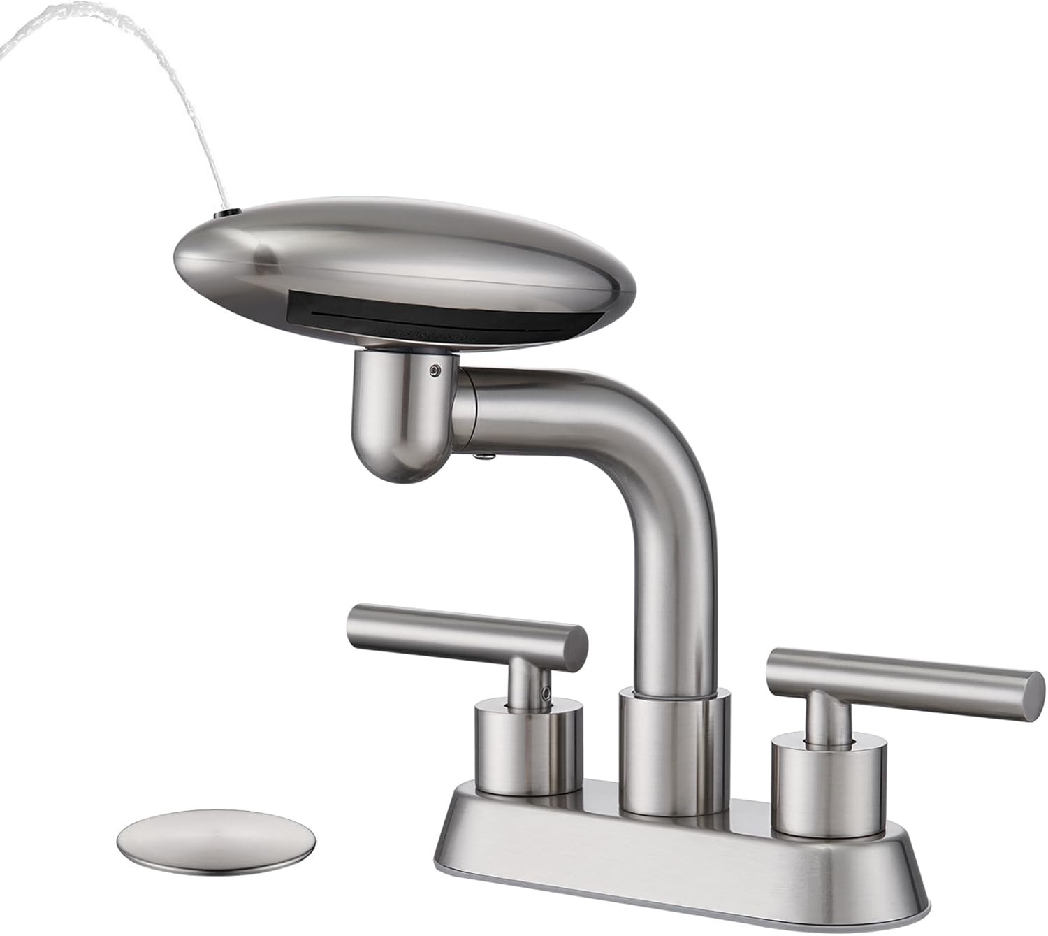 Bathroom Sink Faucet 3 Hole Brushed Niel 4 Inch Centerset，4 Modes