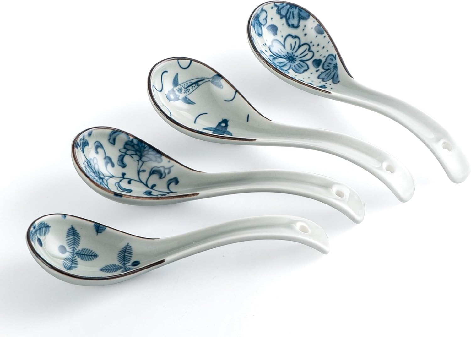 Soup Spoons Asian Chinese Wonton Spoon Japanese Spoon, Set of 4