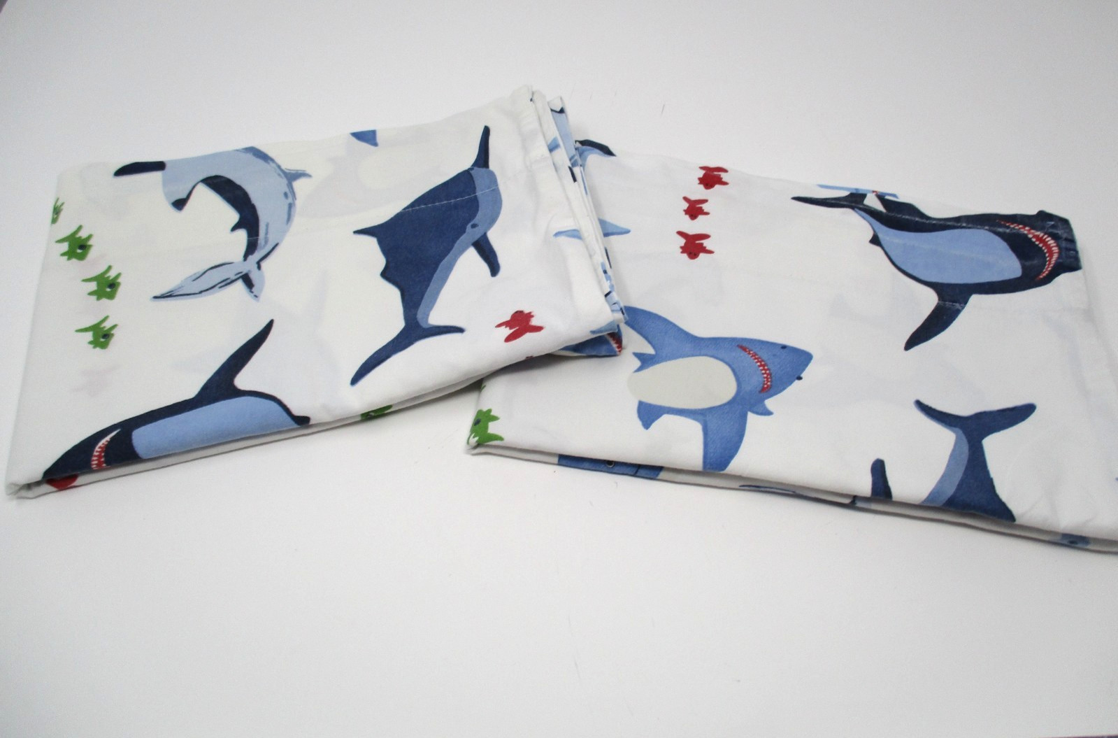 Pottery Barn Kids Shark Bite Organic Cotton Standard Pillowcases Set of Two