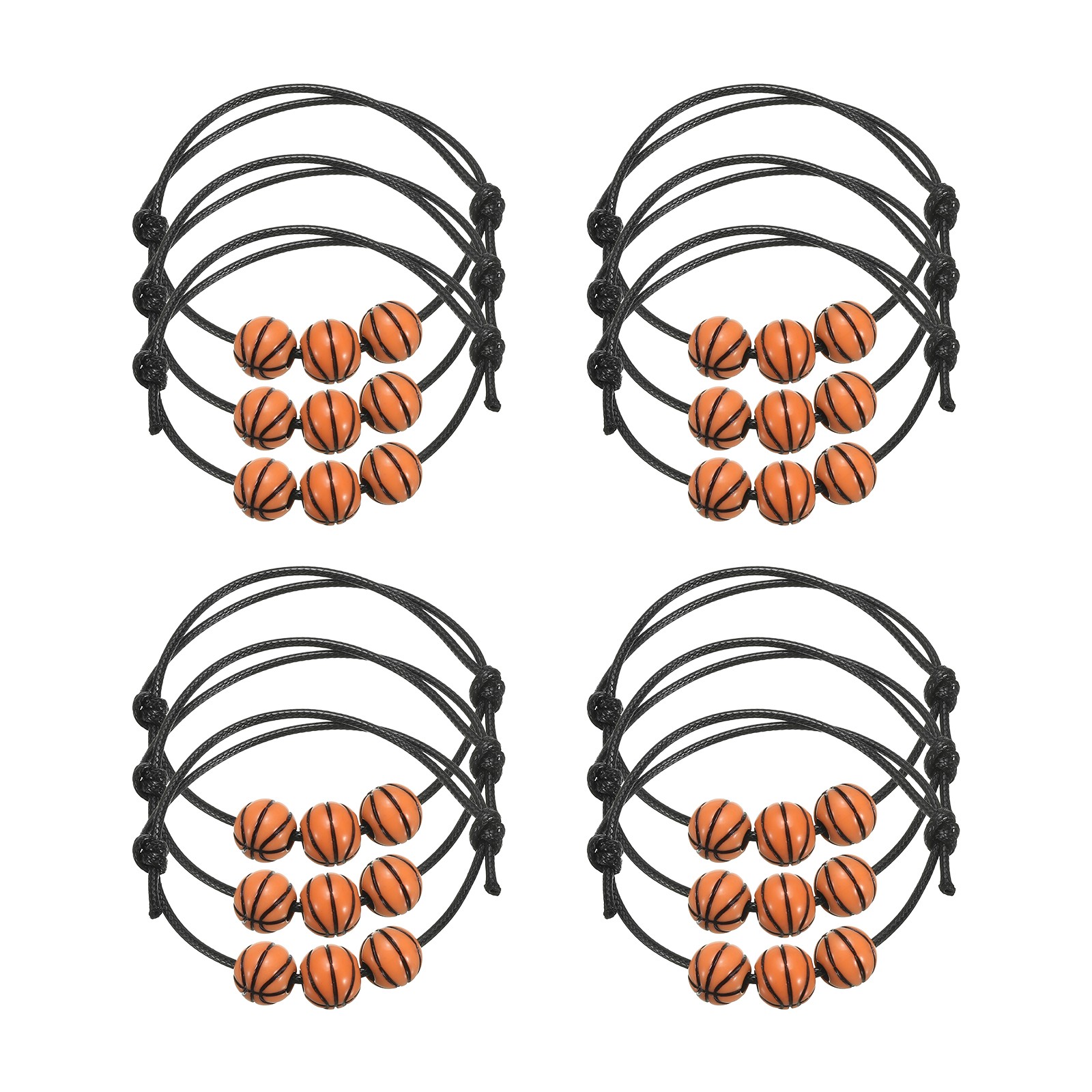 12Pcs 11mm Basketball Charm Bracelets Sports Beads Bracelet Brown