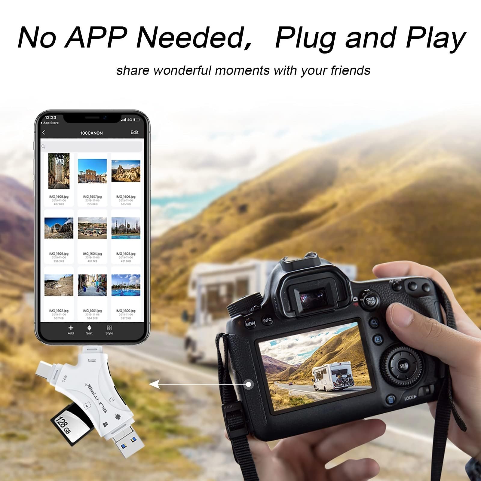 4 in 1 SD Card Reader for iPhone/iPad/Android/Mac - USB Type C Adapter