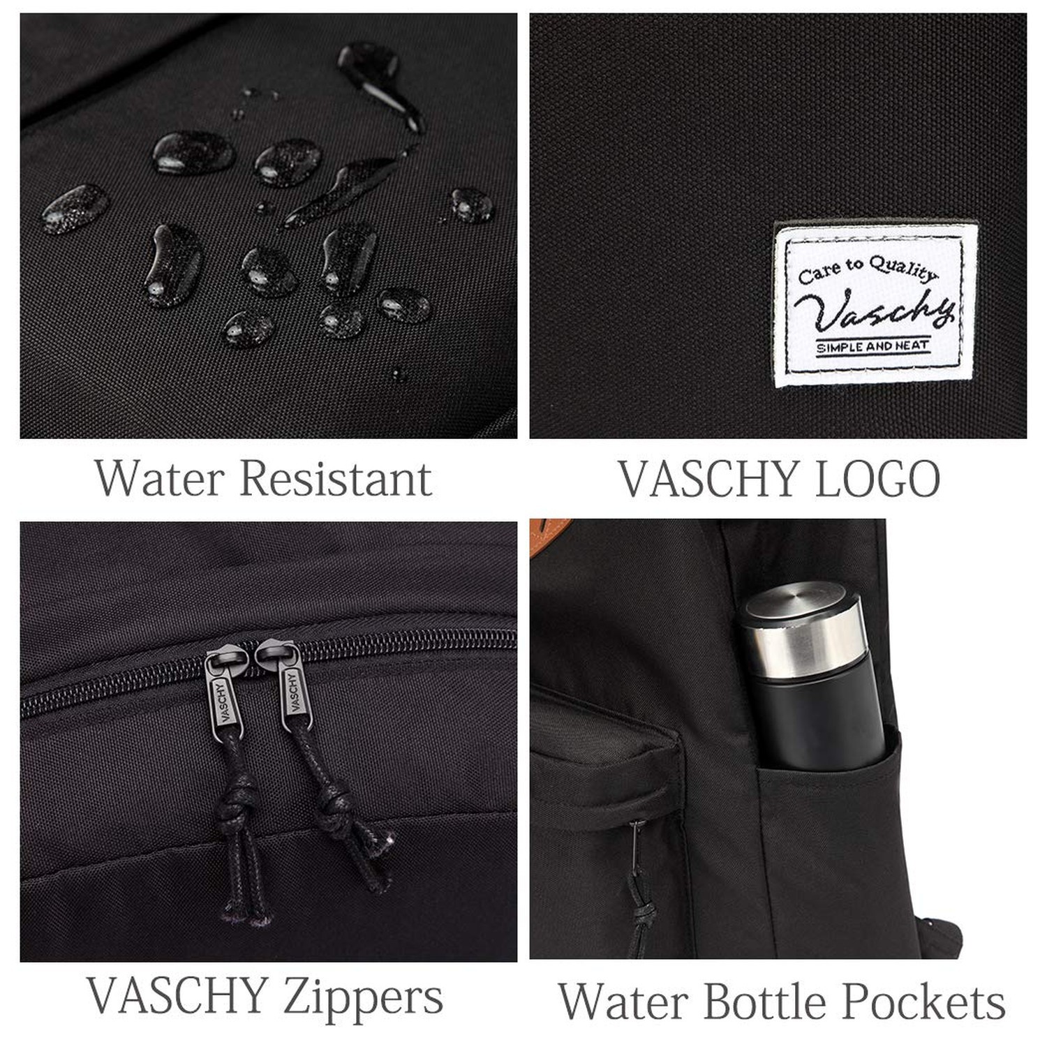 VASCHY Lightweight Backpack for School, Classic Basic Water Resistant Casual ...