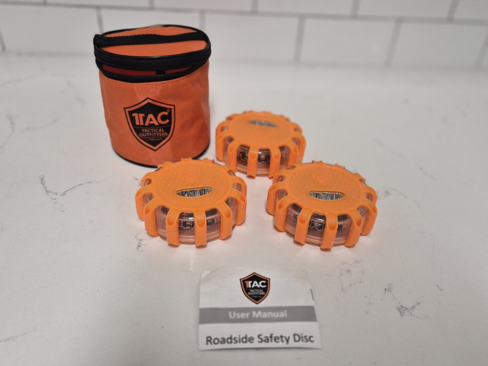 1TAC ~ 3 Pack  ~ LED Road Emergency Lights Roadside Safety Beacon Disc Flash