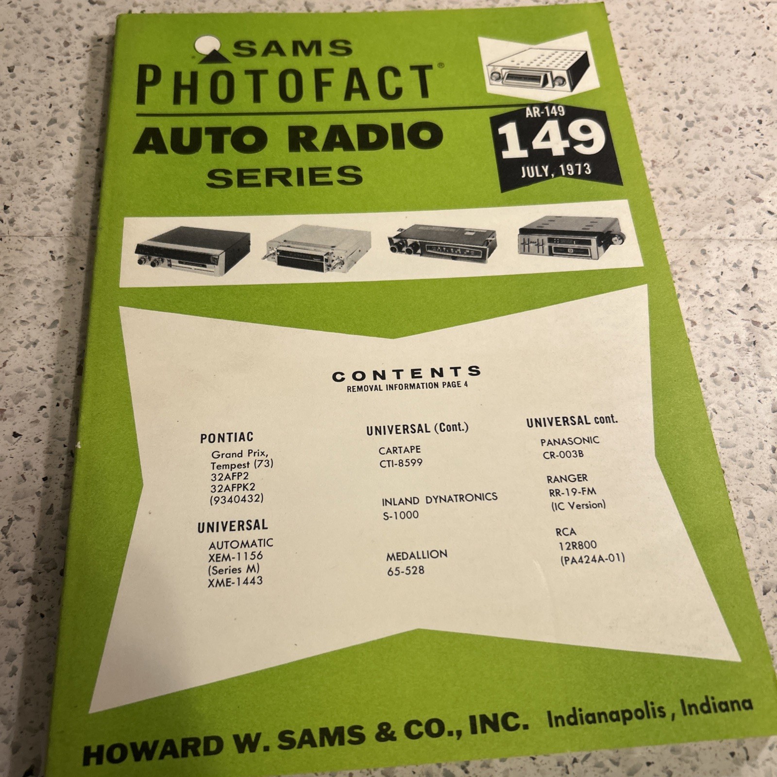 Sams Photofact Auto Radio Series AR-149