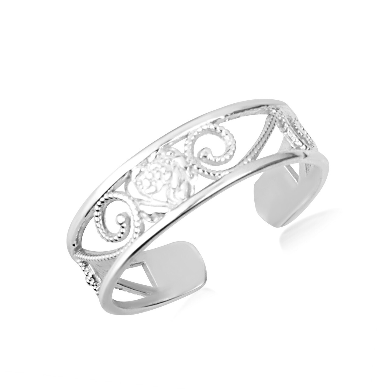 .925 Sterling Silver Woman's Charming Rose Toe Ring